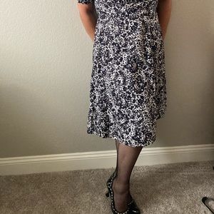 60s Vintage Black and White Patterned Day Dress